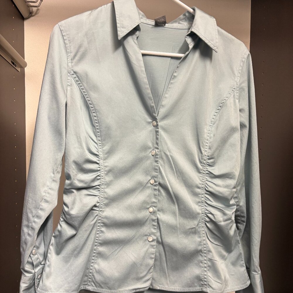 Ann Taylor Ruched Stretch Button-Down Shirt